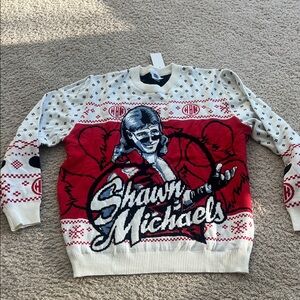 WWE Shawn Michaels Graphic Sweater - Red and White Heart break kid size XL